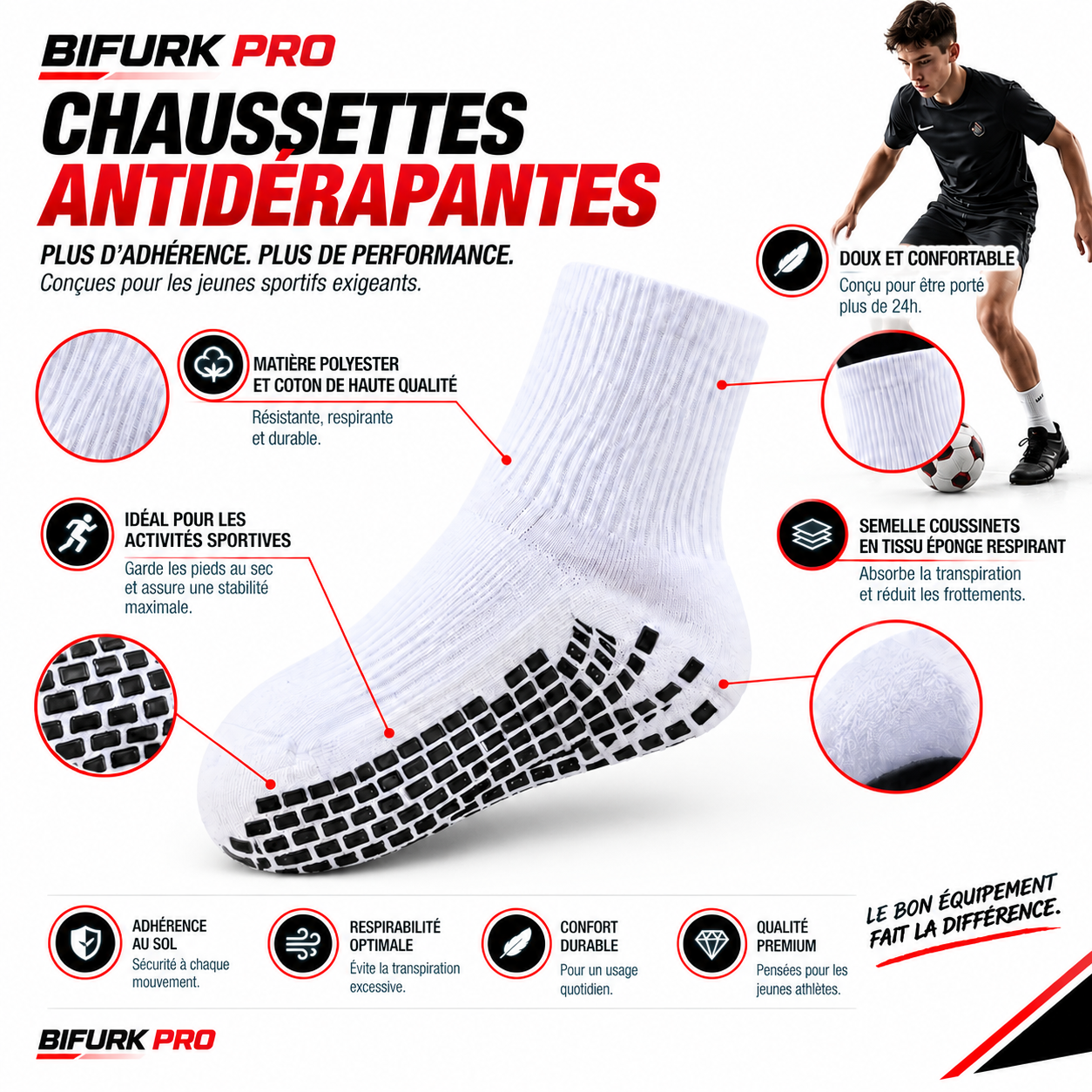 Chaussettes antidérapantes BIFURK PRO